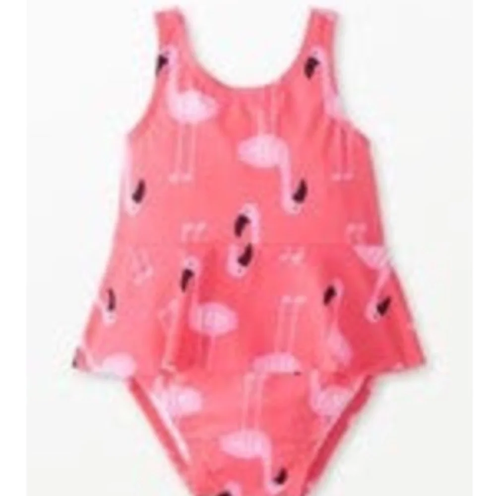 NWT‎ Hanna Andersson Skirted Swimsuit, One Piece, Flamingo, Size 60 (US 3-6mo)